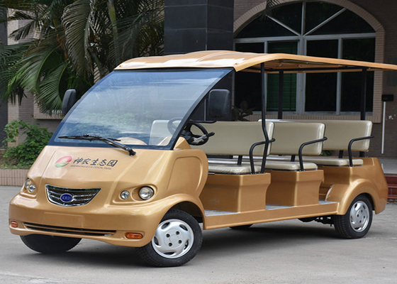 Royal Gold Color Electric Shuttle Bus For 8 Passengers Battery Operated