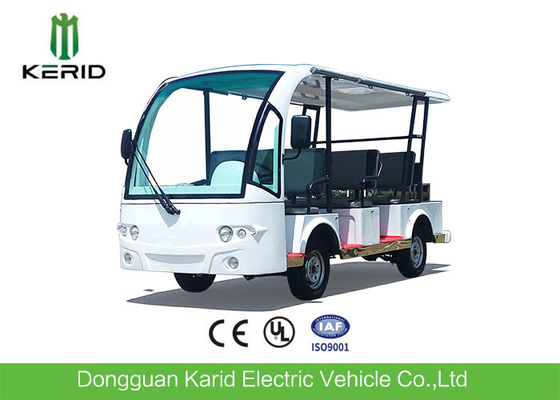 White 48V 8 sofa Seats Electric Sightseeing Car With Horn Speaker Suits For Tourist Attractions